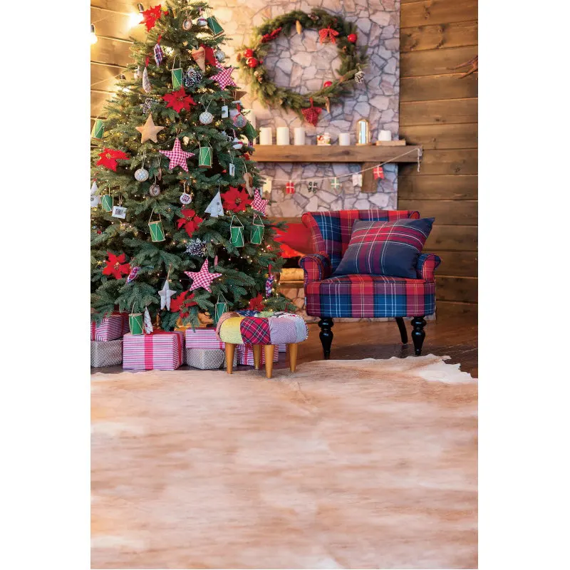 

Christmas Decor Backdrop Christmas Tree Lattice Sofa New Year Xmas Party Decoration Newborn Portrait Photo Booth Studio Props