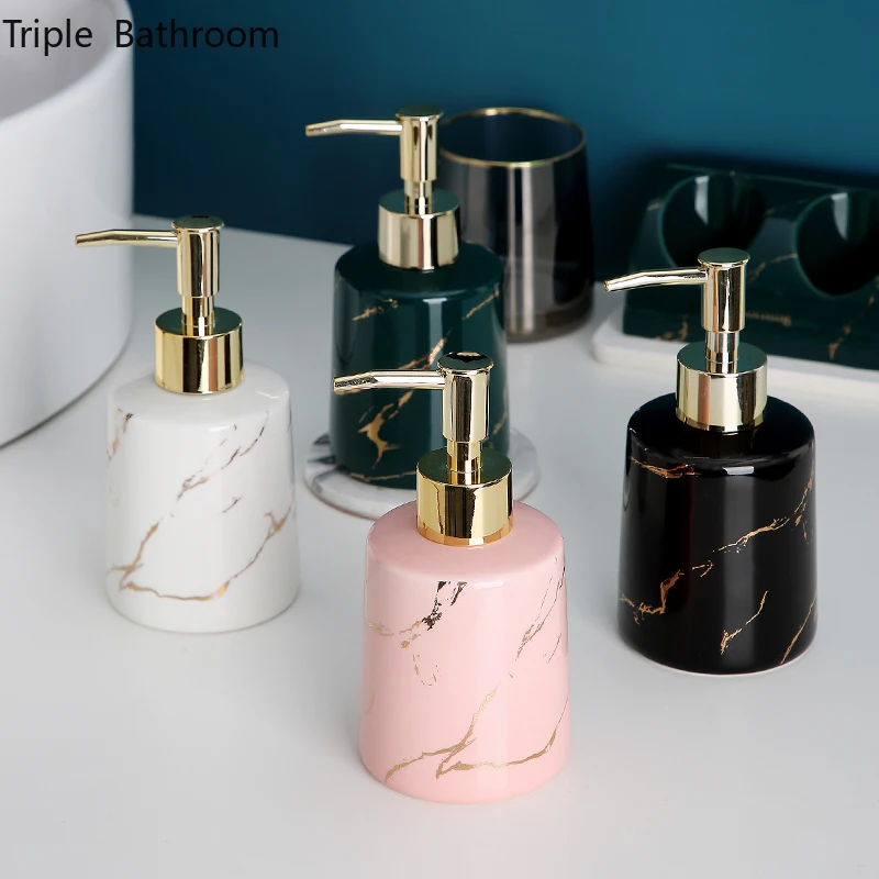 

Nordic Ceramic Foam Shampoo Bottle Marbling Bathroom Accessories Hand Soap Dispenser Bottle Container Wristband Dispenser