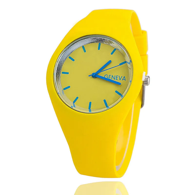 Men watch Women Cream Color Ultra-thin Fashion Gift Silicone Strap Leisure Watch Geneva Sport Wristwatch Women's Jelly Watches | Наручные