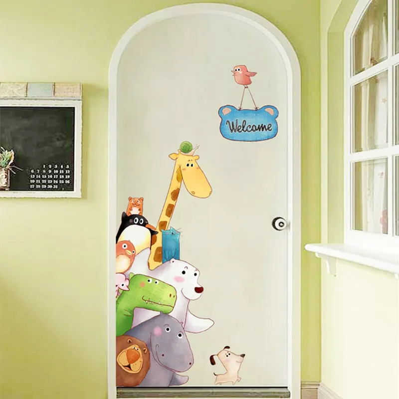 

DIY Cartoon Animal Wall Stickers Lovely Dinosaur Kids Rooms Decor Aesthetic Door Stickers Wall Decals Self Adhesive Wallpaper