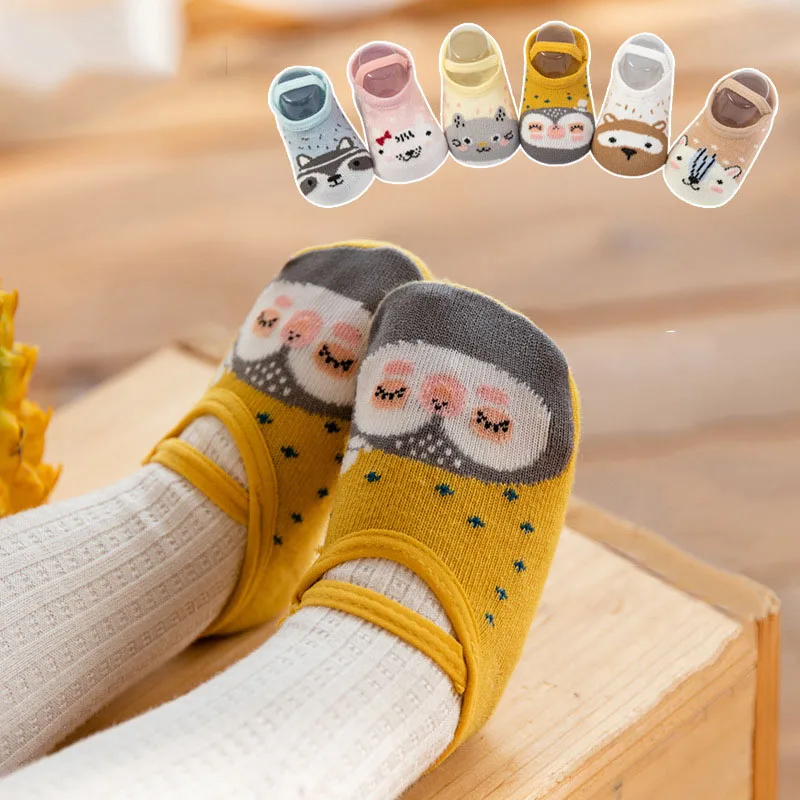 

0-3T Newborn Kid Baby Boys Girls Cotton Socks Cartoon Animals Print Stretch Socks Non-slip Shoes Cute Sweet Accessories