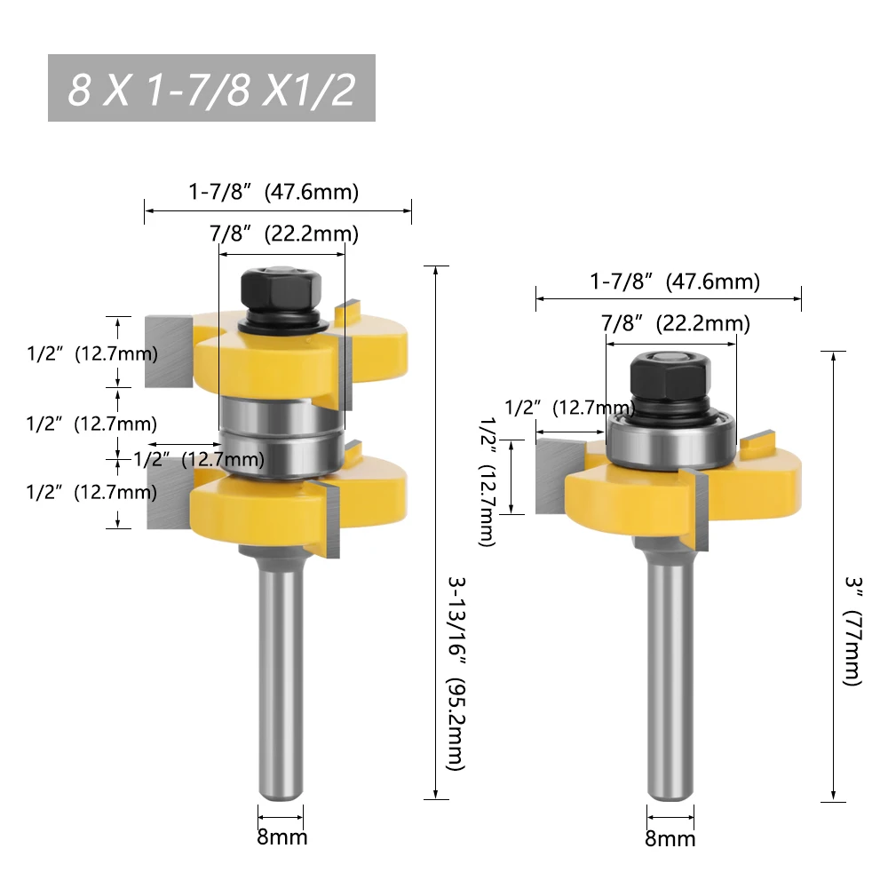 LAVIE 2pcs set 8mm Shank Tongue &amp Groove Router Bits Set Stock 1-1/2 Tenon Milling Cutter for Wood Woodworking Tools Bit | Инструменты