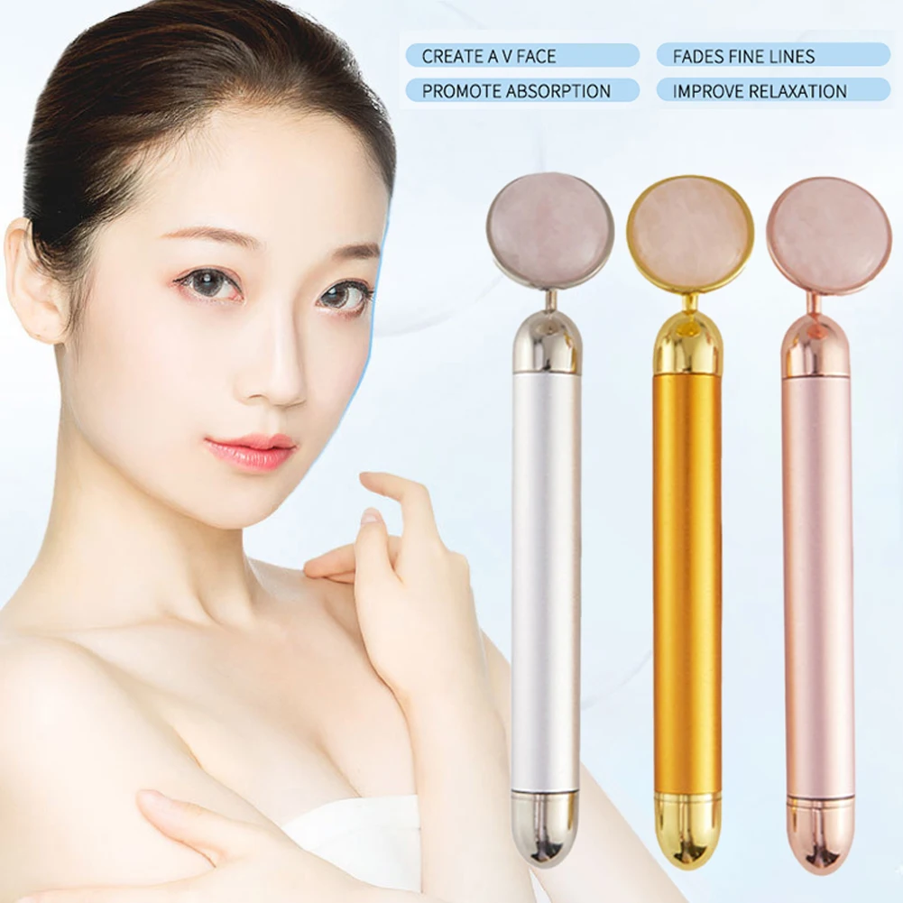 

Electric Jade Roller Slimming Facial Roller Massager Lifting Vibrating Natural Rose Quartz Stone Massage Skincare Beauty Tool