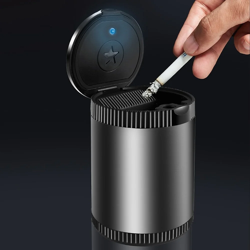 

Car Ashtray Multifunction Portable Ashtray with LED Light Washable Cigarette Holder with Lid for Auto Home Office Funny Ashtray
