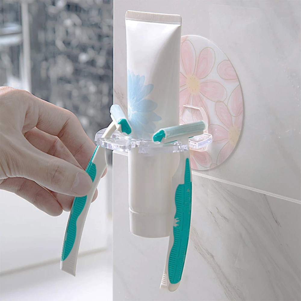 

Multifunctional Toothpaste Storage Holder Plastic Tooth Brush Dispenser Bathroom Shaver Storage Rack Organizer Accessories
