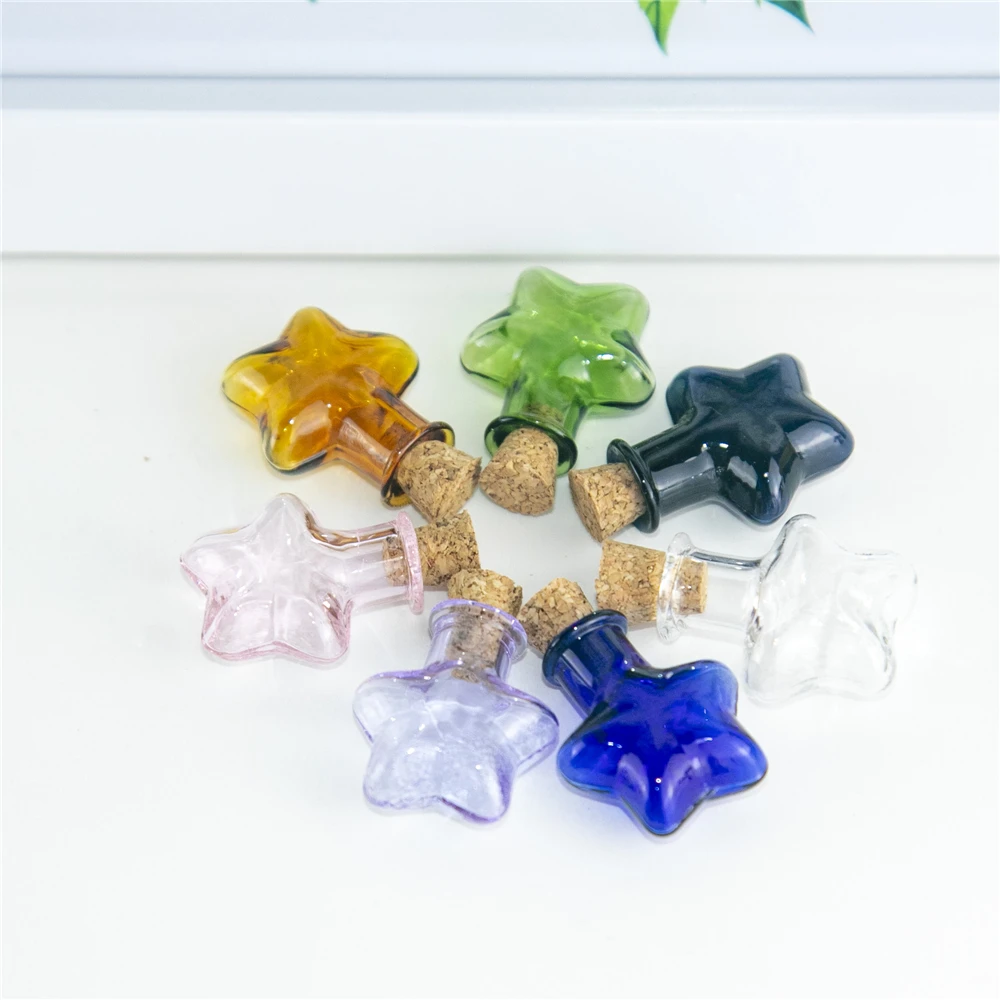 Смешанные 7 цветов Мини стеклянные бутылки с пробками в форме - Цена: 525.09