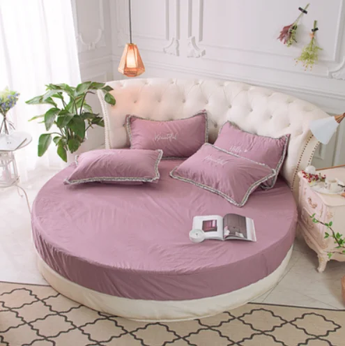 light purple Одноцветная летняя однотонная Простыня из хлопка, круглая простыня, Комплект постельного белья, настраиваемый матрас 200 см 220 см - Цвет: light purple