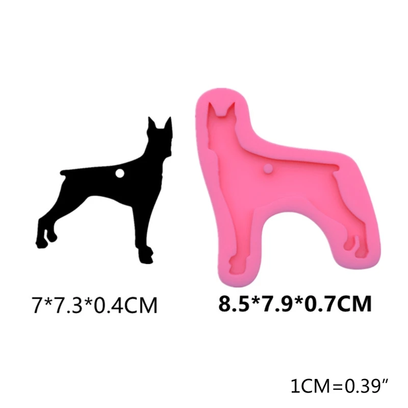 

DIY Shiny Dog Shaped Keychain Epoxy Resin Mold Jewelry Pendants Silicone Mould