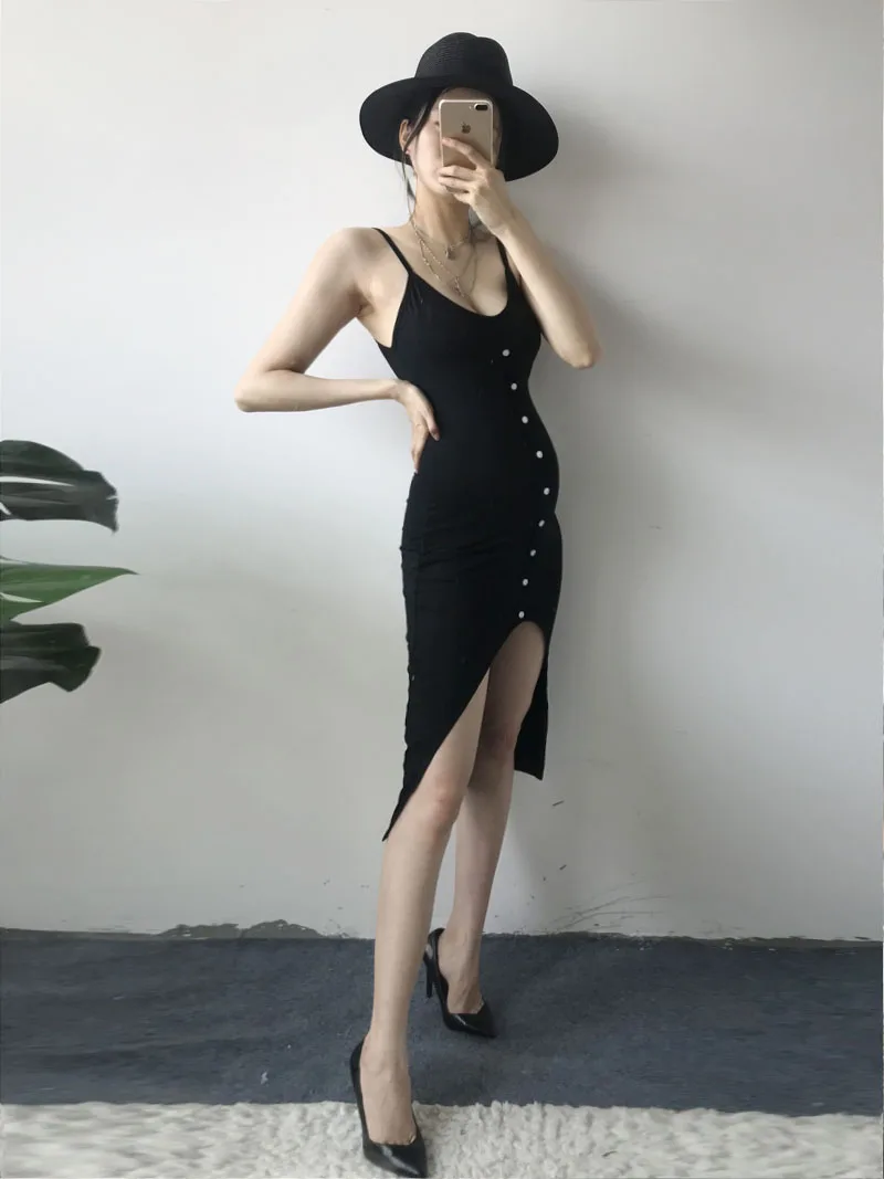 

XUXI Women Wear - Short Elastic, Irregular Women's Wear, Sexy Solid Color Dress, Low Cut, E962