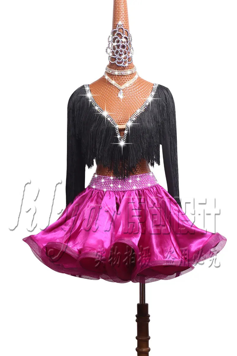 Роскошный костюм для латинских танцев девочек платье соревнований детские