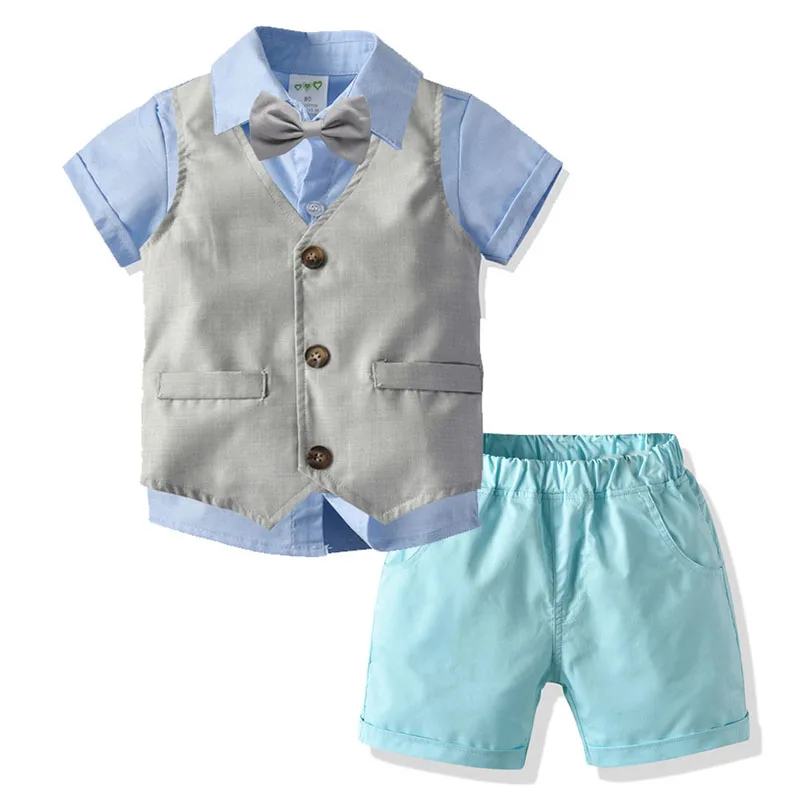 

Baby Boys Suits Summer Infant Vest+Shorts+Tie Shirt 3PCS Set Leisure Suit Cotton Boy Party Costume Children Clothing Sets
