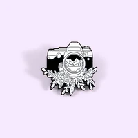 painting camera enamel pin nature landscape forest flower leaf photography mountain adventure brooch badge gift for photographer
