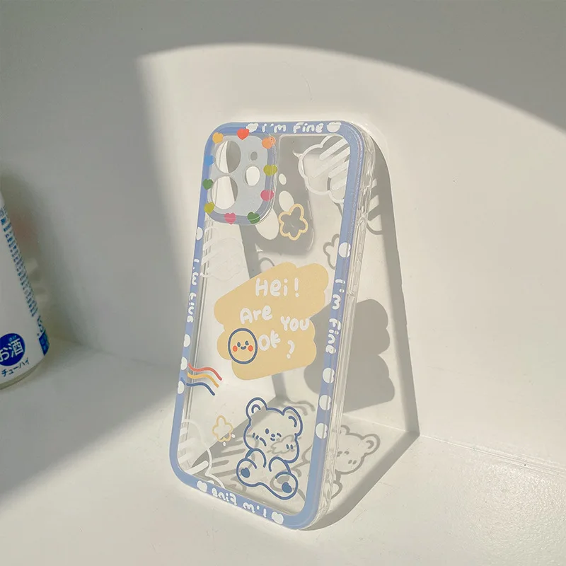 Оригинальный чехол с мультяшным медведем для iPhone 12 11 Pro Max Xr Xs 13 mini 7 8 Plus X