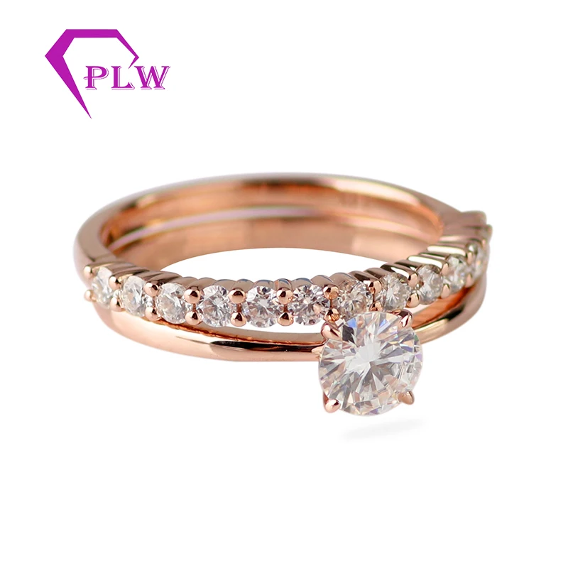 5 мм лабораторный алмаз обручальное кольцо Набор круглой огранки 14 к розовое