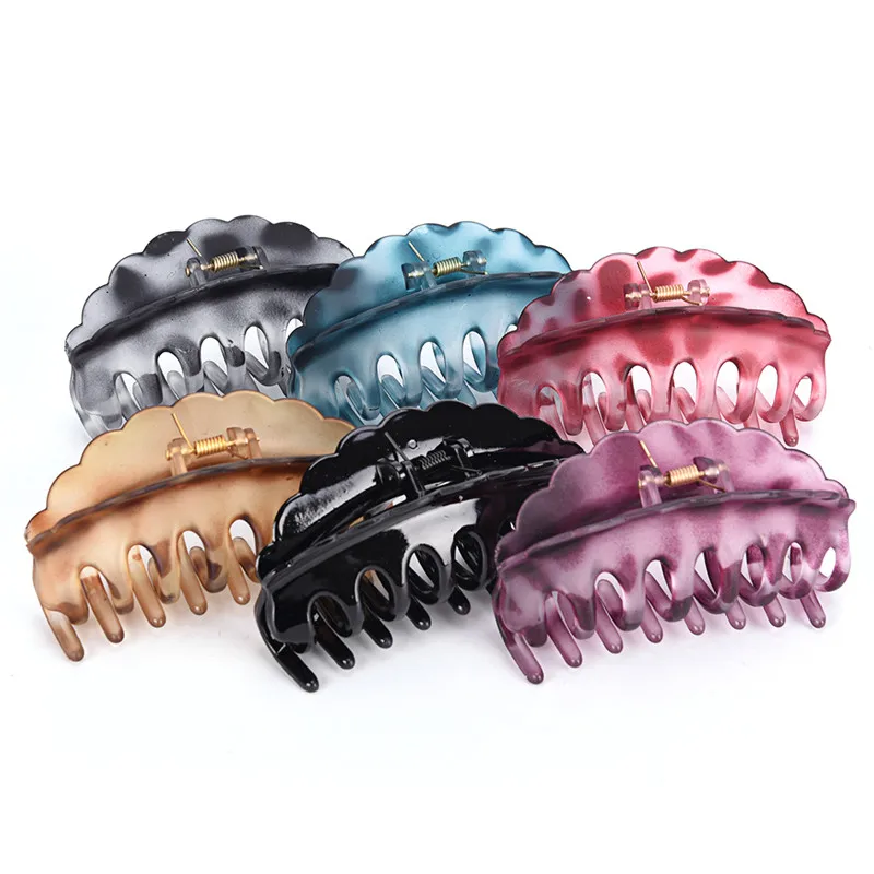 

Large Size Acrylic Hairpins Women Hair Clip Solid Color Women Hair Crab Hair Claws Women Make UP Washing Tool Hair Accessories