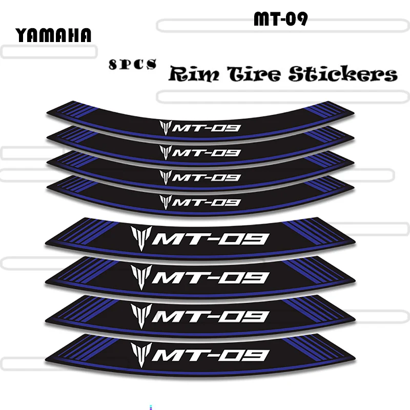 

For YAMAHA MT-09 MT 09 MT09 8Pcs Strips Motorcycle inner Wheel Tire Stickers Rim Tape Motorbike Decorative sticker and Decals