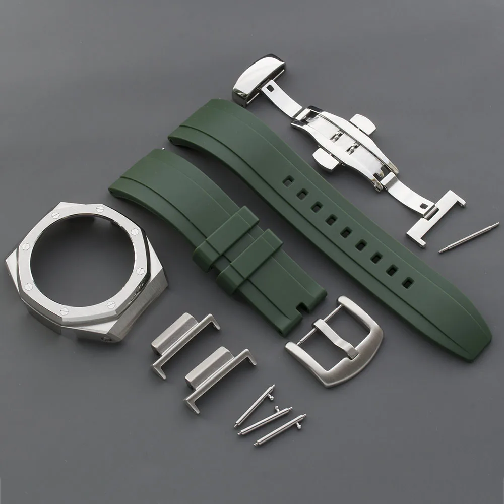 

Resin GA2100 Bezel Strap Ga-2110 Watch Band Strap Plus Size Belt 2rd Silver Black Gold Case,2 Buckles Mod Tools Butterfly Clasp