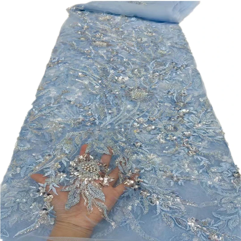

Africa sequins and beads lace Nigeria Lace Fabric 2021 High quality lace embroidery French lace fabric dress FJ-440