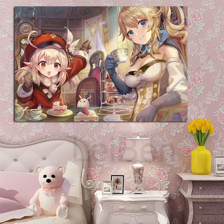 

Genshin Impact Art Poster Cartoon Anime Girl Game Canvas Painting Home Decoration Gaming Room Interior Wall Picture Kids Gifts