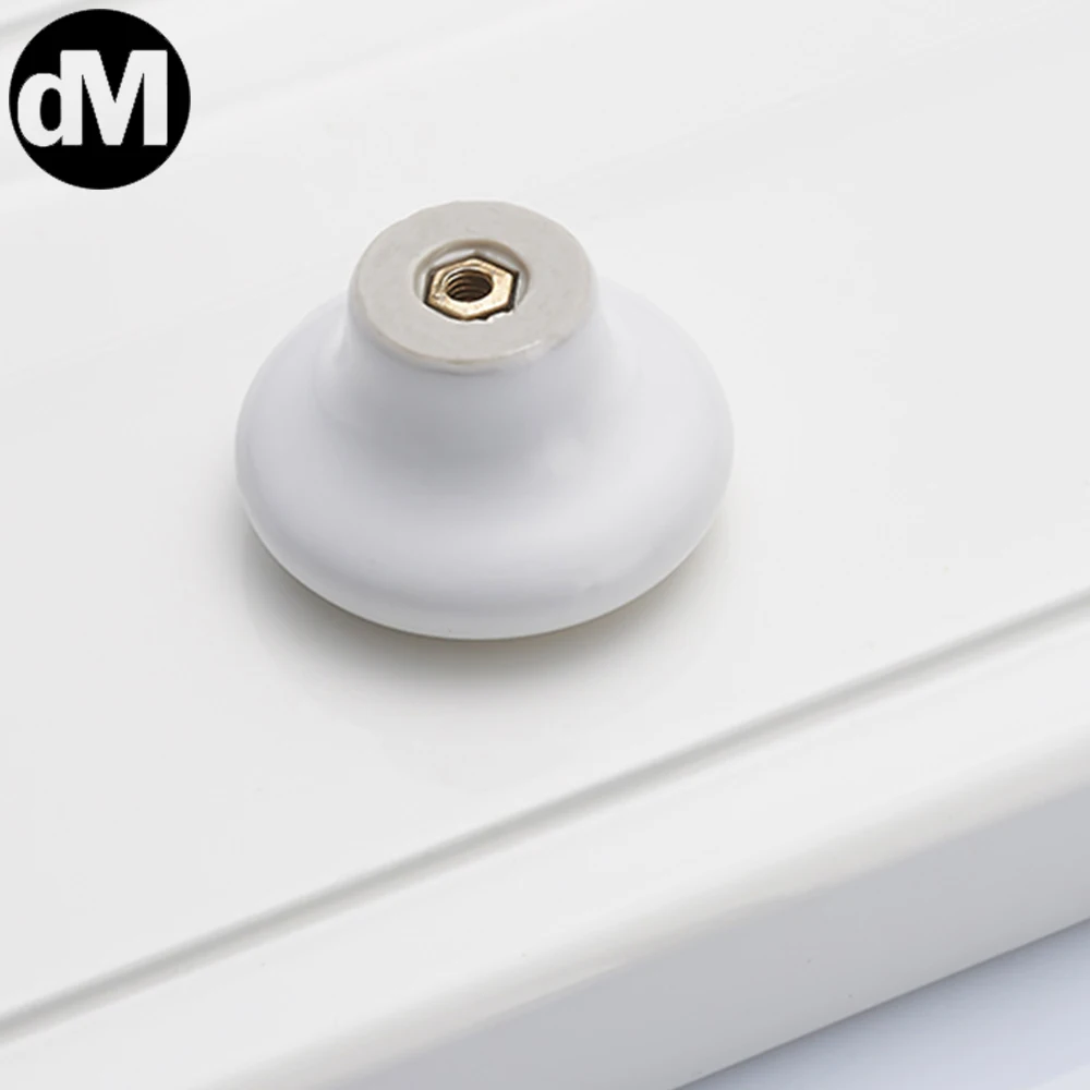 

DM 10pcs/Set Modern European Ceramic Door Handle Pastoral Round Drawer Knobs Wardrobe Pull Cabinet Pulls White Single-Hole Kids