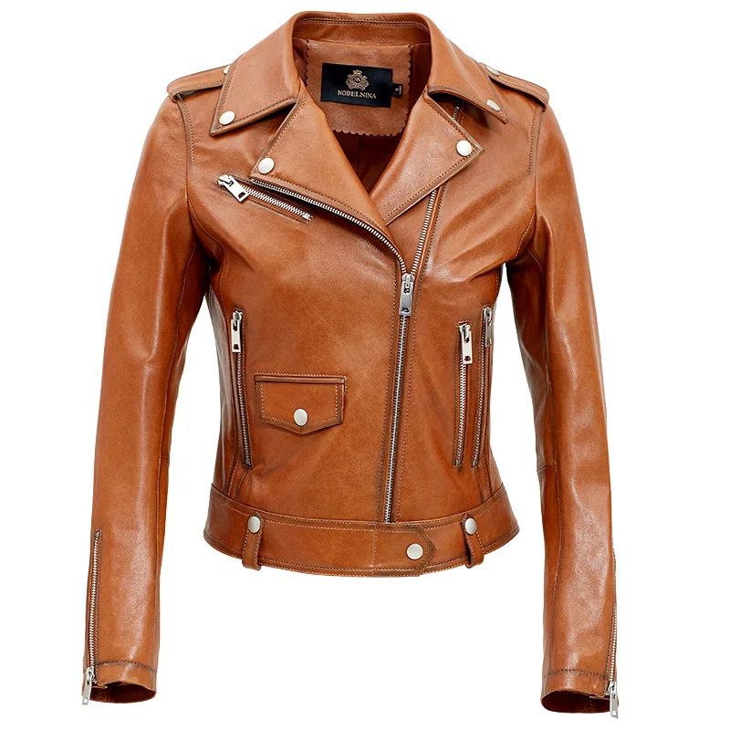

Genuine Leather Clothes Women's Short Coat 2021 Spring New European and American Temperament Commute Imported Sheepskin Jacket