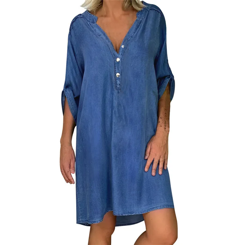 YELITE женские синие джинсы джинсовые платья модное свободное мини-платье