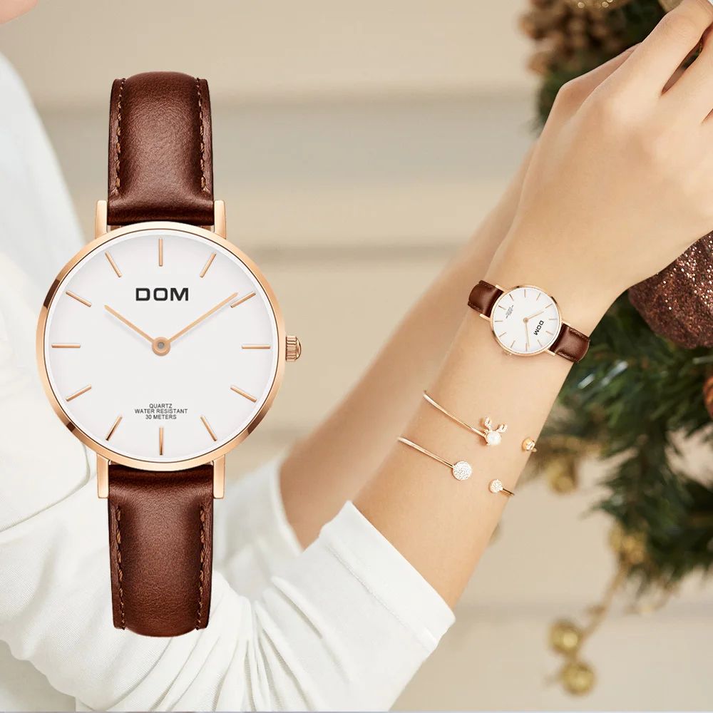 Часы DOM женские кварцевые водонепроницаемые|relog casual|relog womanrelog watch |