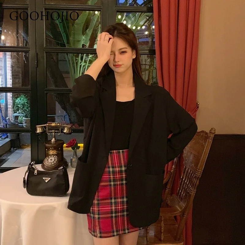 

GOOHOJIO 2021 Spring and Autumn Casual Fashion Women Blazers Fashionable Blazers for Women All-match Chic Loose Blazers Women
