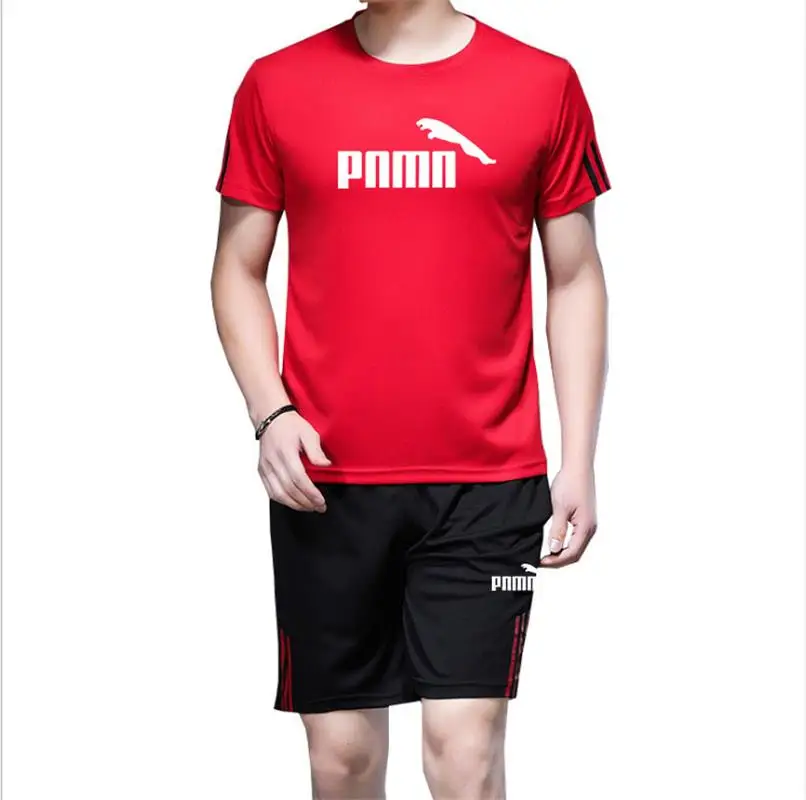 Summer Casual Male Tracksuit Clothing Men Set Fitness Suit Sporting Suits Short Sleeve T Shirt + Shorts Quick Drying 2 Piece | Спорт и