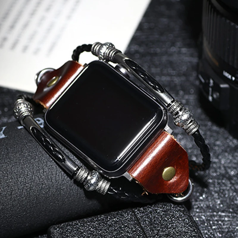 

Suitable for Apple 2/3/4/5 Retro Leather Watch Watches Suitable for Iwatch 38-40mm 42-44mm Wristband Accessories Apple Watch Ban