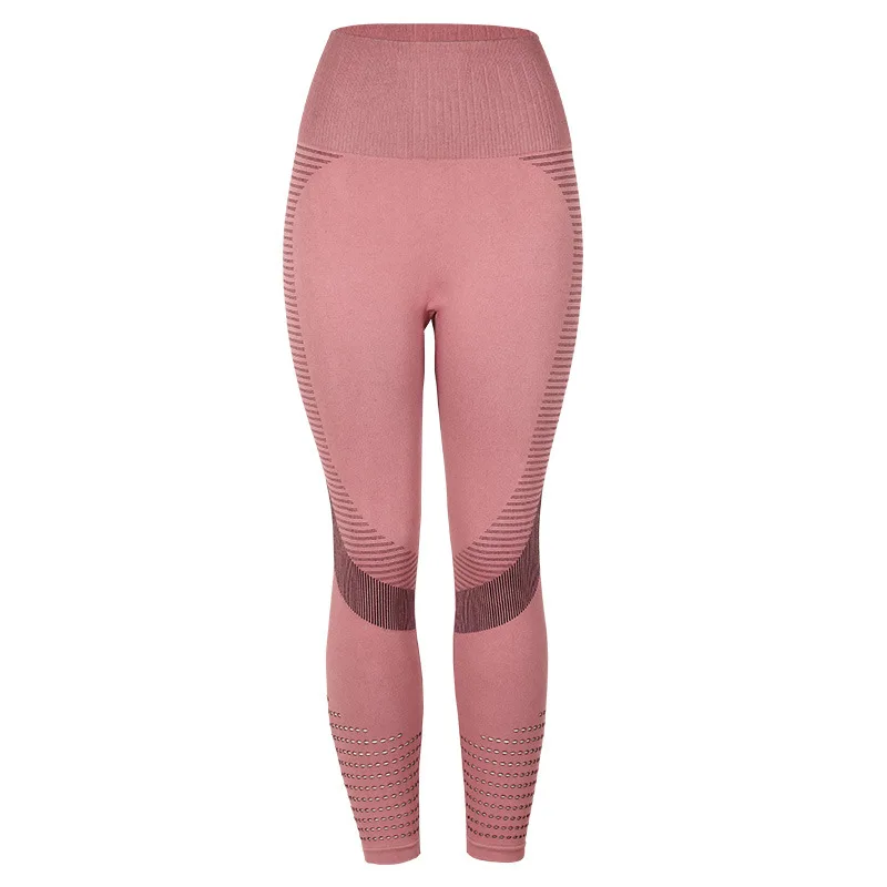 

1216OY honey peach thin little feet stripe seamless Leggings woman custom logo print on product and package from 1pc dropship