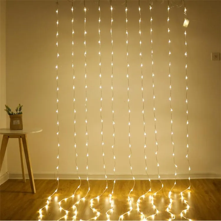 

3X2M 3X3M Water Flow Snow Effect Curtain Fairy Tassel String Lights Christmas Wedding Party Hotel Window Waterfall Icicle Lights