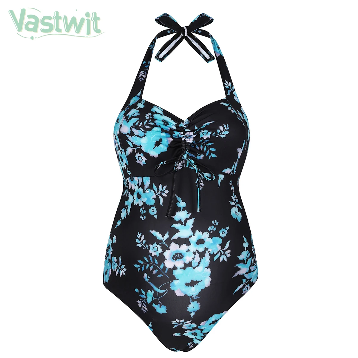 

Pregnant Woman Sexy Halter Swimsuit Maternity Floral Backless Bikinis Falbala Beachwear Summer One-piece Pregnancy Swimming Suit