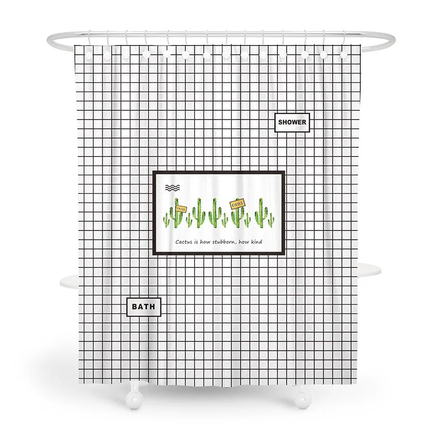 Решетка занавеска для душа ванная полиэстер ткань водонепроницаемый кактус