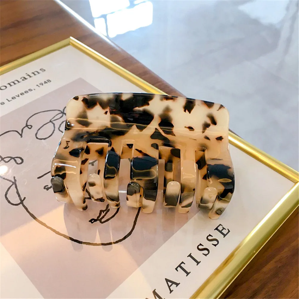 

Korean Geometric Acetate Leopard Hairpins Women Large Square Hair Clips Hair Claws Banana Clip Vintage Resin Hair Accessories