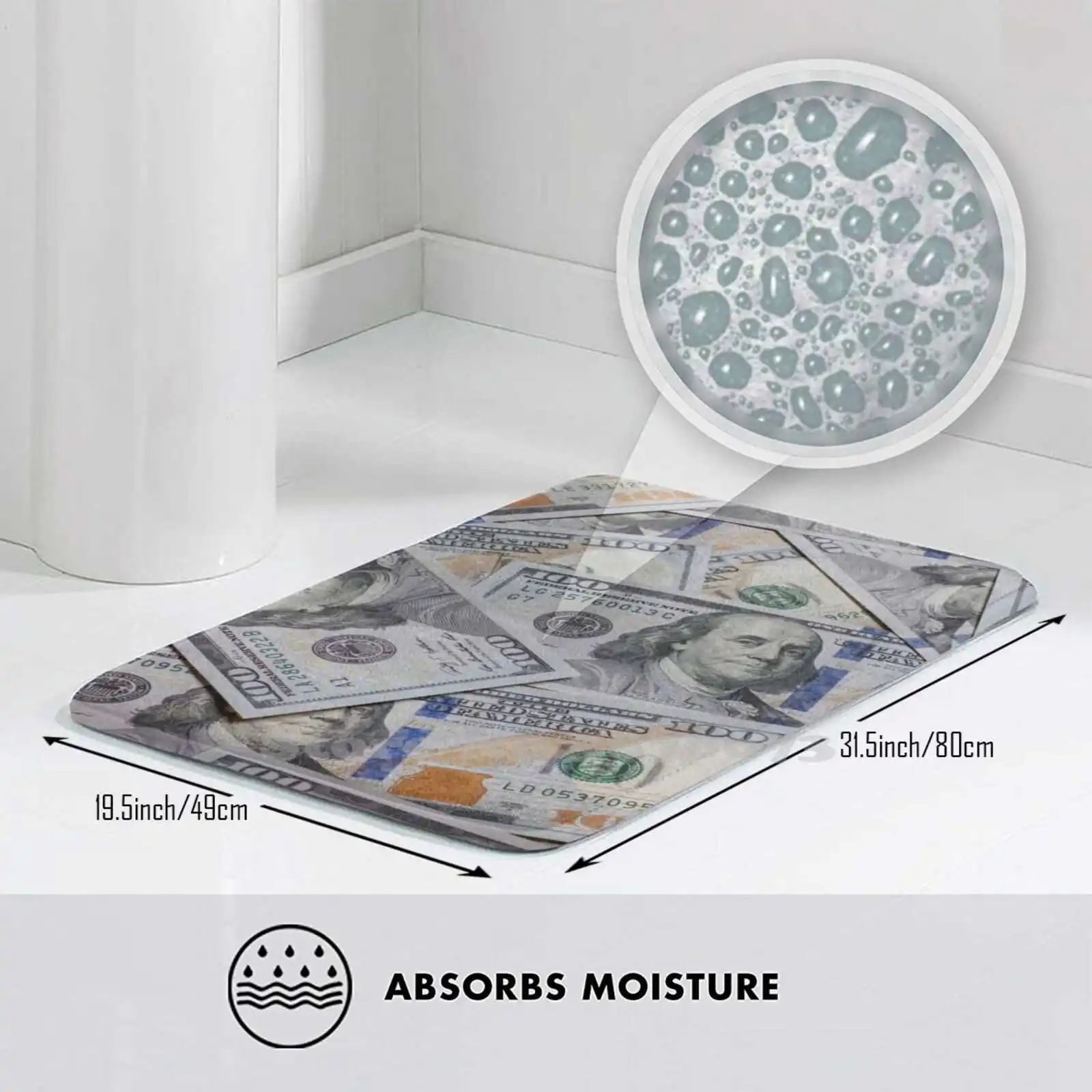 Ковер для двери "High Rollin Comfortable" с деньгами, купюрами в сто долларов и надписью "Rich Gangsta Gangster".