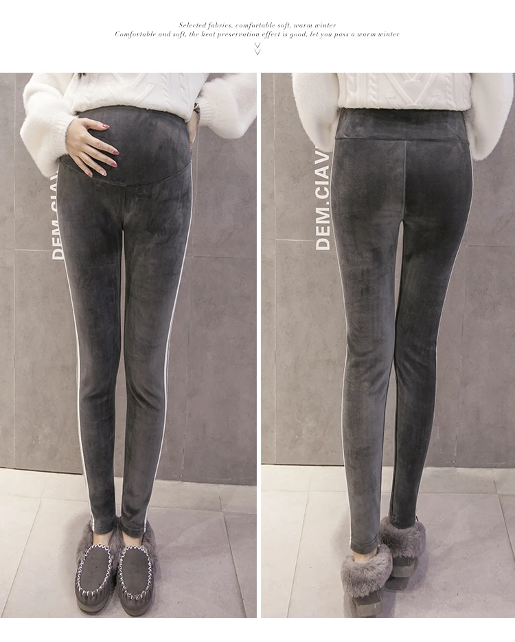 Winter Maternity Leggings Thick Adjustable Waist Velvet Line Pregnant Women Pregnancy Clothes Pants Ropa Mujer Premama