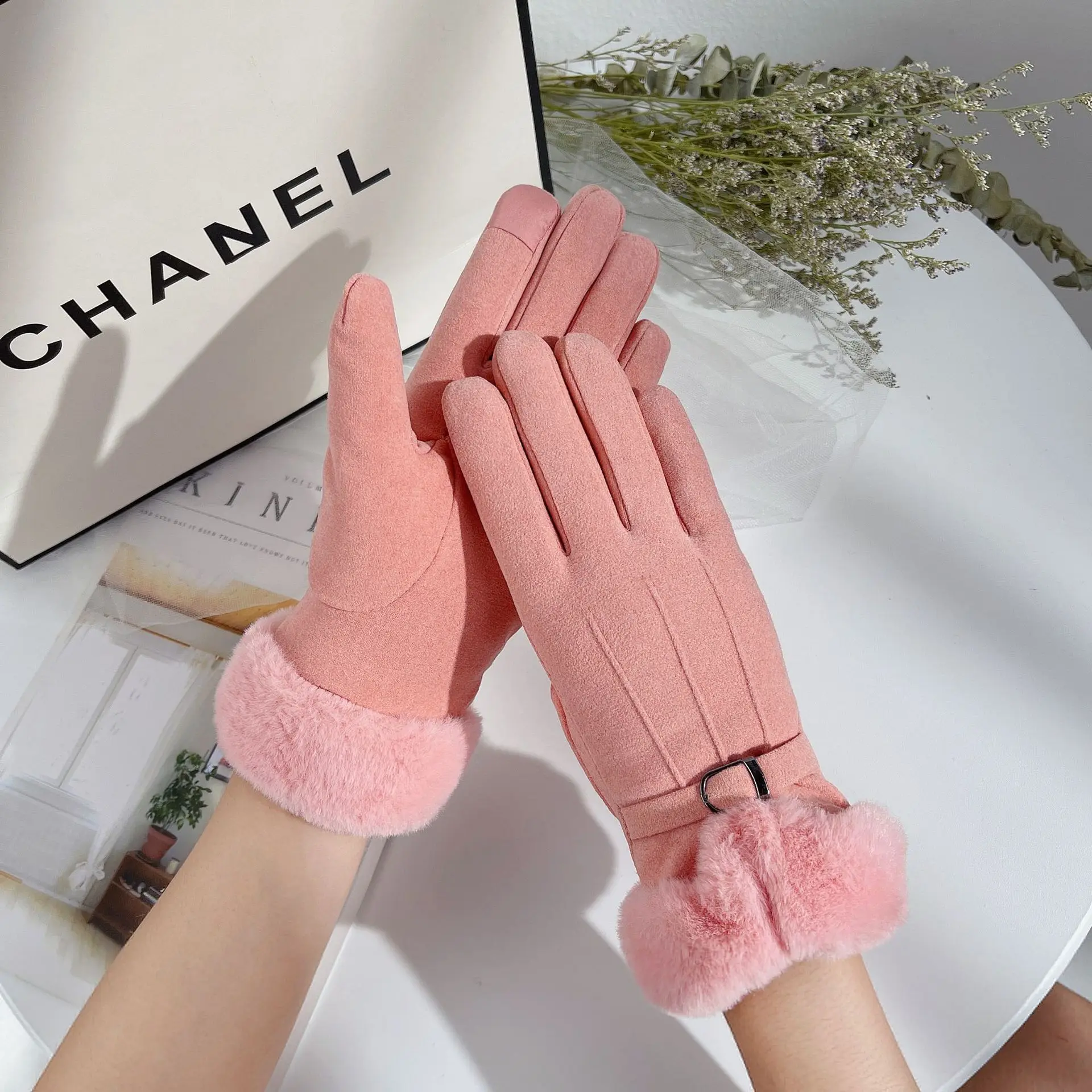 

2021 Fleece Mittens Women's Winter Touch Screen Warm and Windproof Defense Cold Gloves Plus Fleece Thickened Cycling Gloves