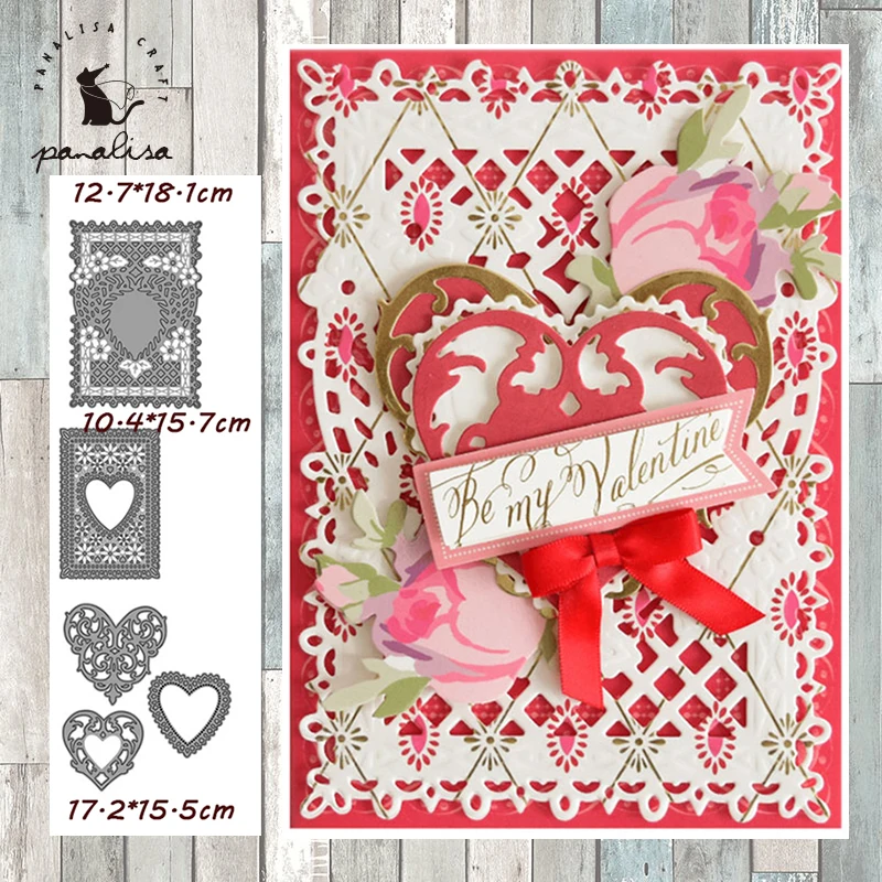 

Panalisacraft Valentines heart-shaped Frame Metal Cutting Dies And Stamps cut die scrapbooking Album Paper Card Craft Embossing