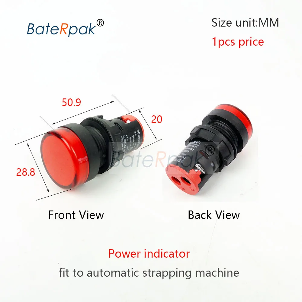 Power Indicator 1pcs BateRpak красная/желтая/Зеленая кнопка полуавтоматическая обвязочная машина части, Комплектная машина переключатель кнопки части, цена 1 шт - Цвет: Power Indicator 1pcs