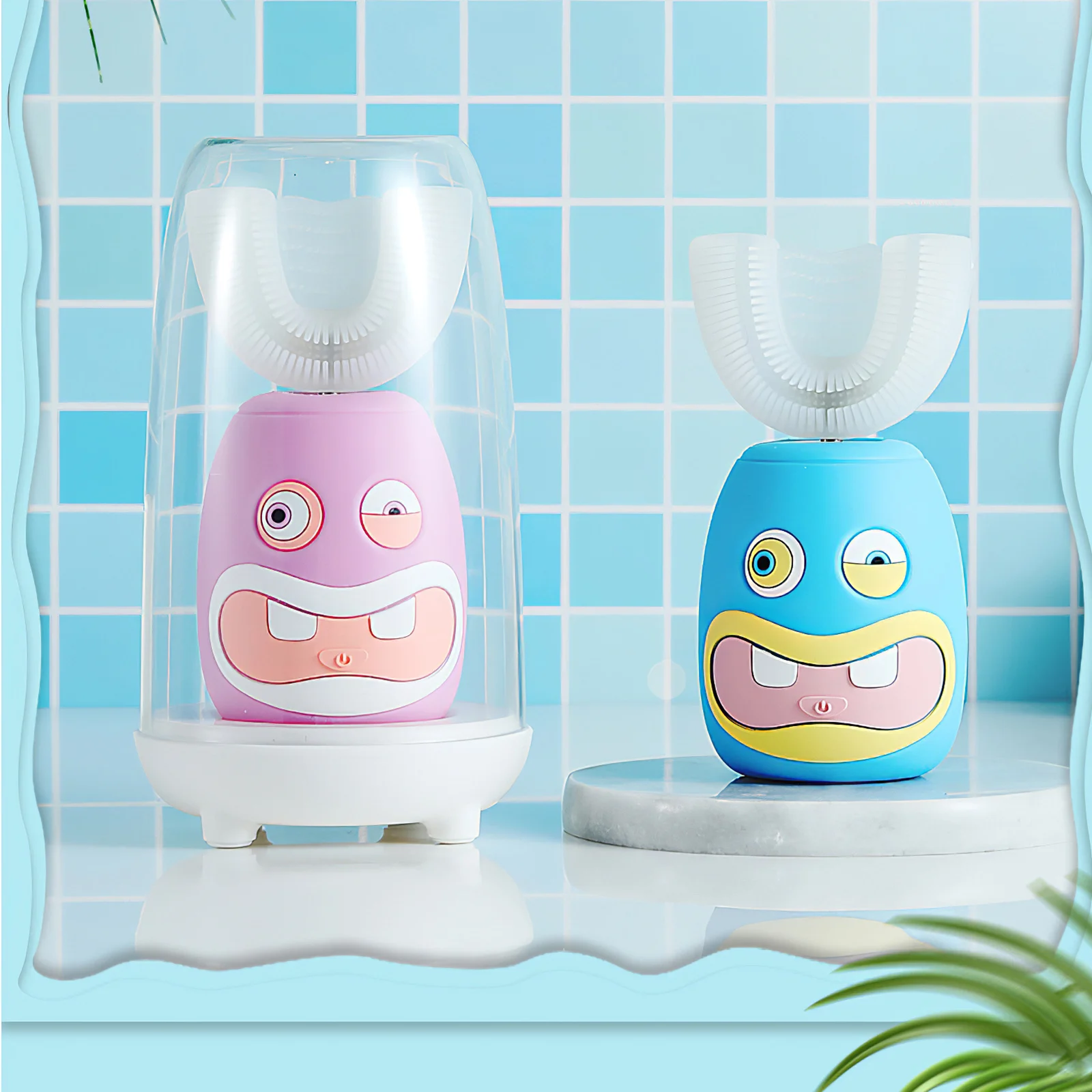 

Healthy Durable Childrens Brush 360 Degrees Bathroom Intelligent Automatic Sonic Electric Toothbrush Blue Light Teeth White