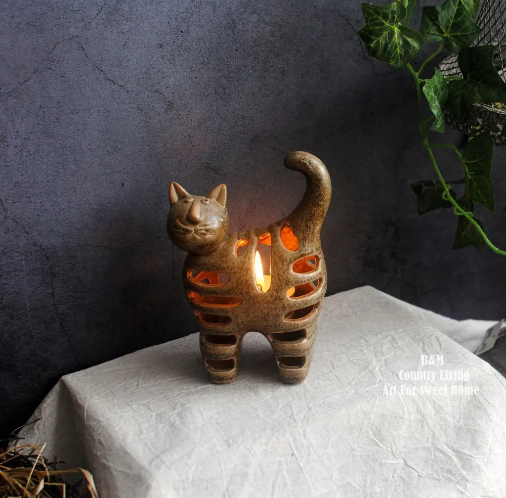 Подсвечник для кошек керамический подсвечник дома и сада подсвечники двора