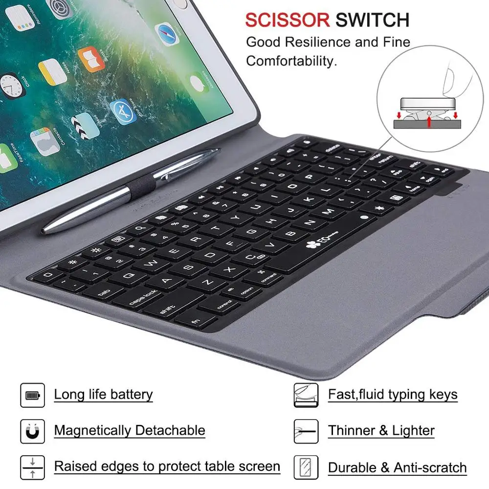 Bluetooth беспроводная клавиатура чехол для Apple 2017 и 2018 Новый IPad Pro 9 7/iPad Air 1/2 складная