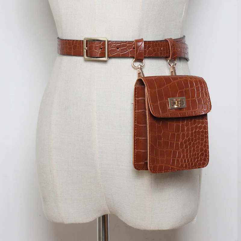 Женская поясная сумка из крокодиловой кожи черная красная верблюжья кожа