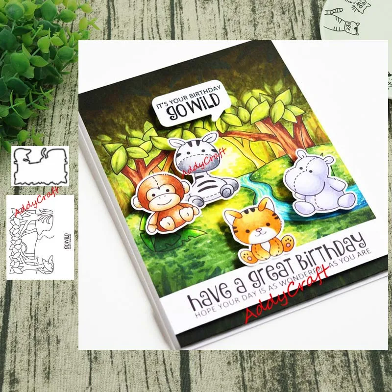 Лесной ручей металлический Трафаретный вырубной штамп и прозрачные наклейки