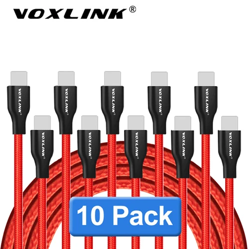 Red-10Pack VOXLINK 5V 2.4A USB кабель для iPhone x 8 8Plus 8pin usb кабель для зарядки и передачи данных для iPhone 7 7Plus 6 6s 6plus 6s Plus 5S SE iPad Air - Цвет: Red-10Pack