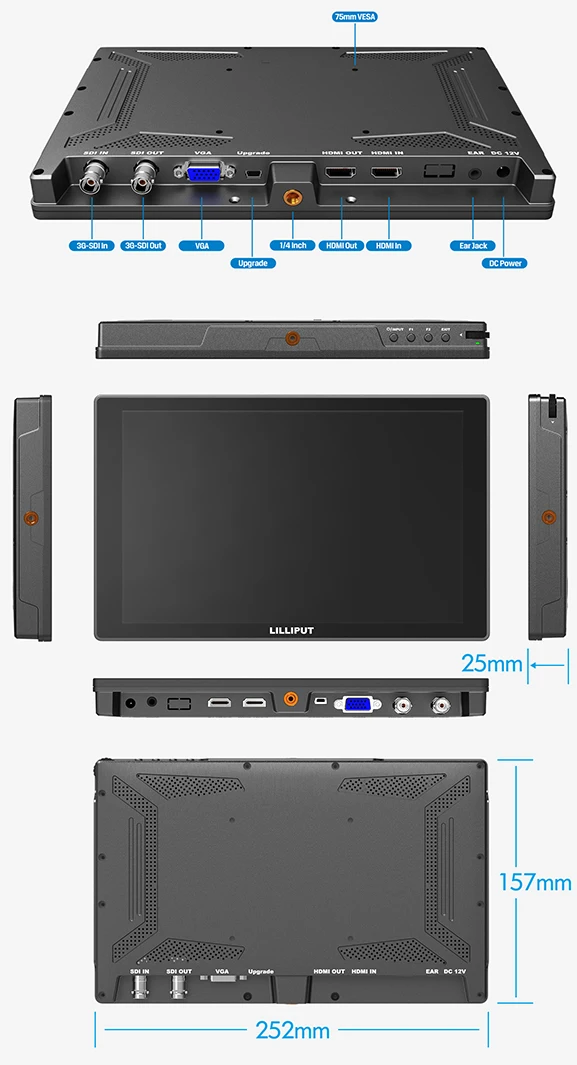 LILLIPUT A11 10,1 дюймов 4K камера HDMI монитор Full HD 1920x1200 SDI ips камера полевой монитор для DSLR видео Vlog Filmmaking