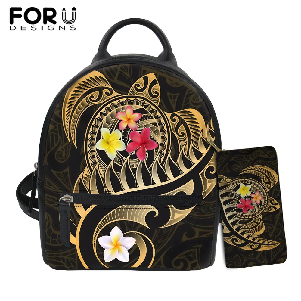 

FORUDESIGNS Aotearoa Maori Turtle Silver Fern Printed 2021 Luxury Brand Leather Backpack Women Clutch Purse Mochilas Para Mujer