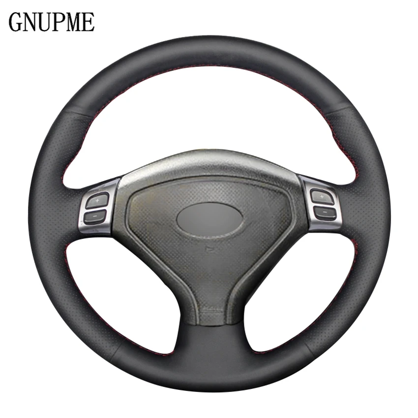 Рука сшитый черный искусственной кожи чехол рулевого колеса автомобиля для Subaru