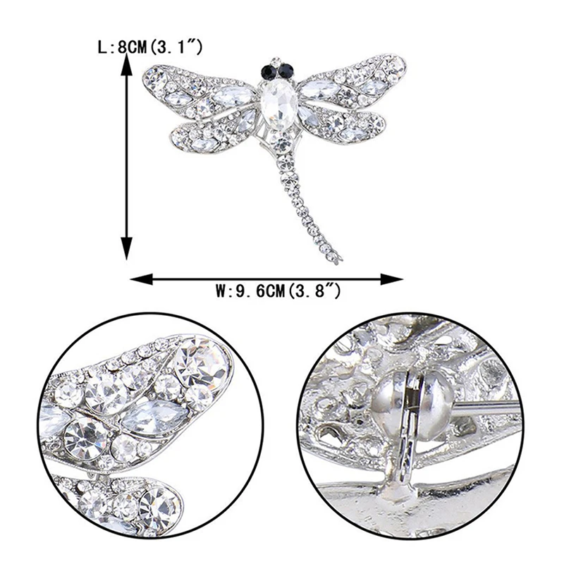 Синий хрустальный винтажный брошь со стрекозой для женщин, большой насекомое булавки модные платье пальто аксессуары ювелирные изделия подарок брошь на.
